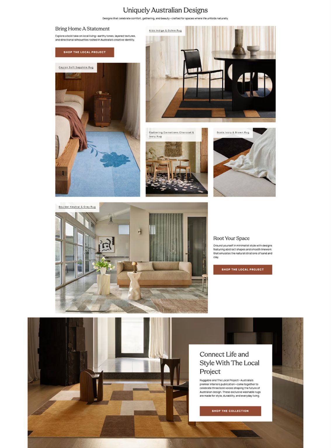 Uniquely Australian Designs — The Local Project x Ruggable campaign landing page